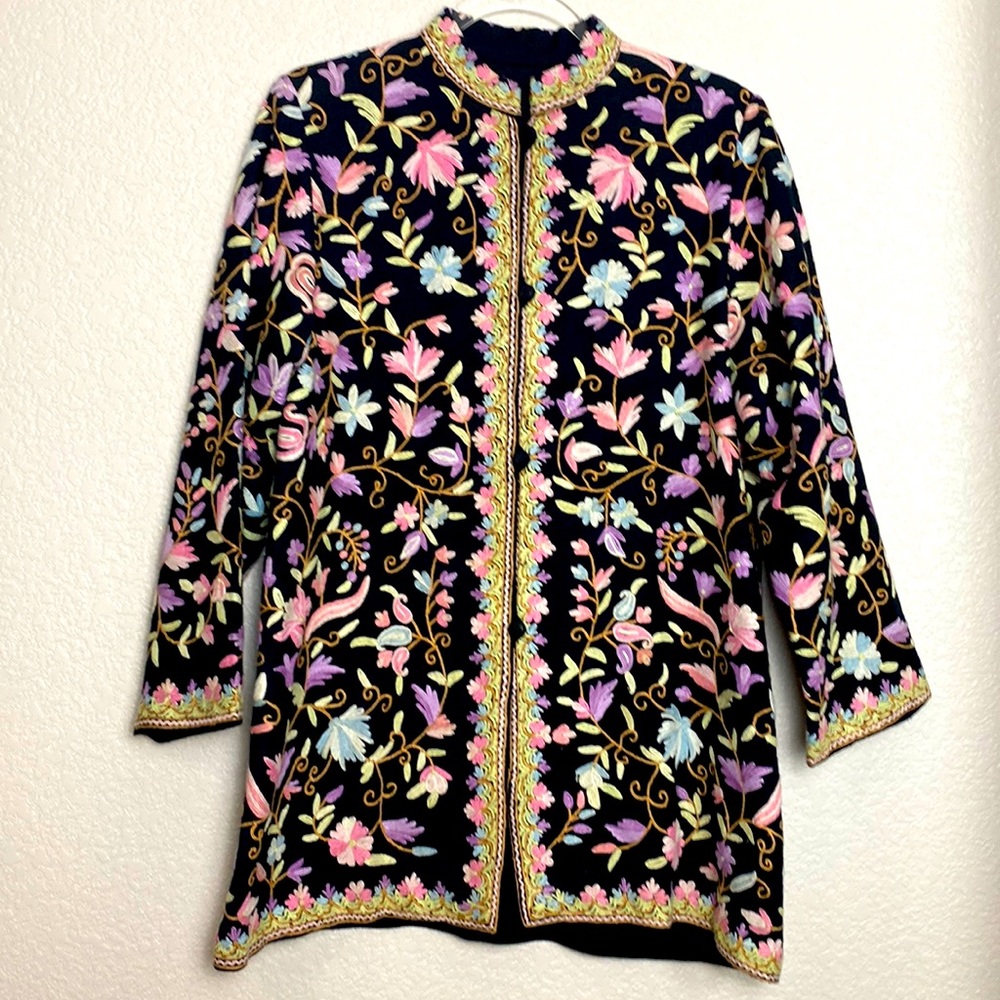 Embroidered Jacket Coat M ?